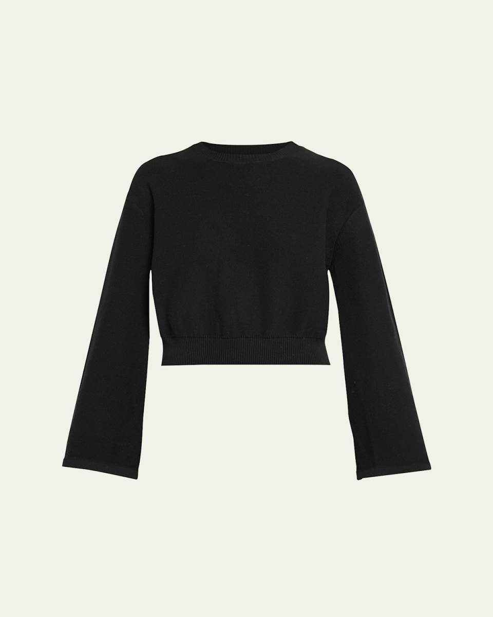 Cotton-Blend Bell-Sleeve Sweater